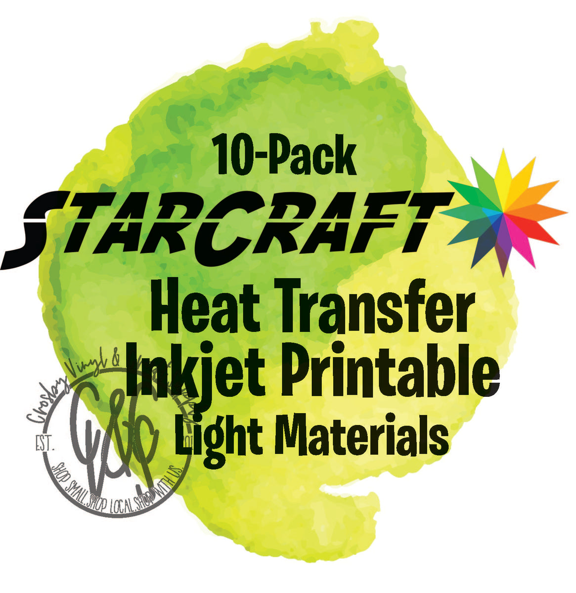 StarCraft Inkjet Printable Heat Transfer (HTV) 10 Sheet Pack - Light  Materials