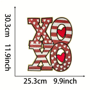 XOXO Heart and Stripe Sequin Patch