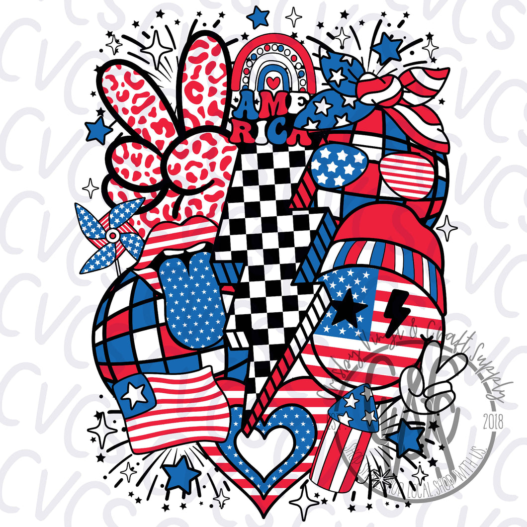 America Disco Ball Red White and Blue