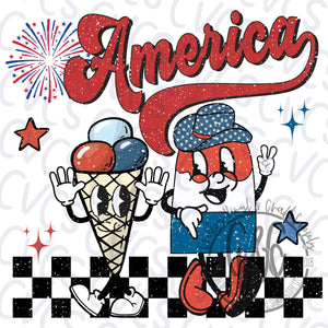 America Ice Cream Mascots Distressed