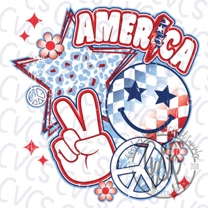America Peace Hippie Design