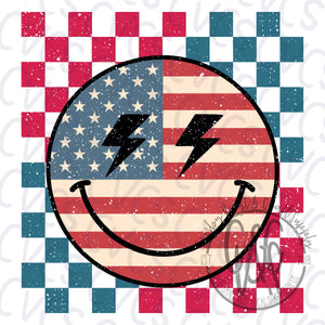 American Smiley Face Checkered