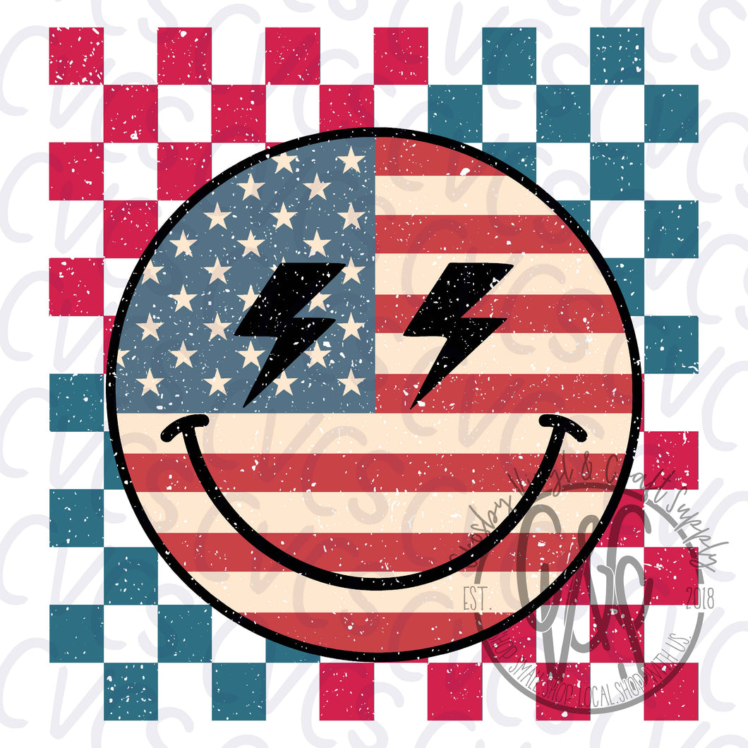 American Smiley Face Checkered