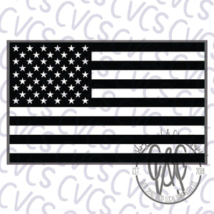 Black & White American Flag - Grey Border