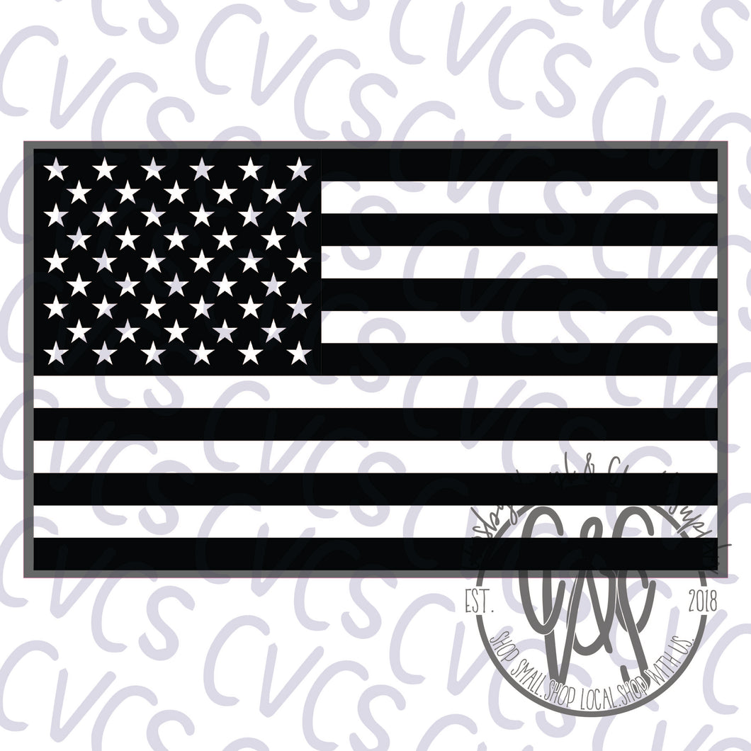 Black & White American Flag - Grey Border