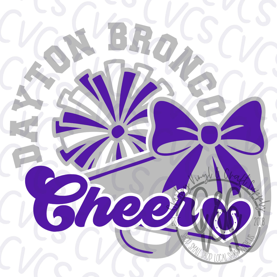 Bronco Cheer Pom & Bow