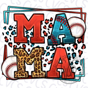 Colorful Leopard Baseball Mama