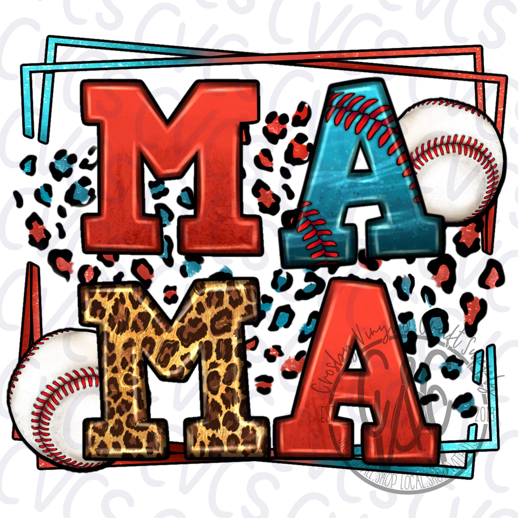 Colorful Leopard Baseball Mama