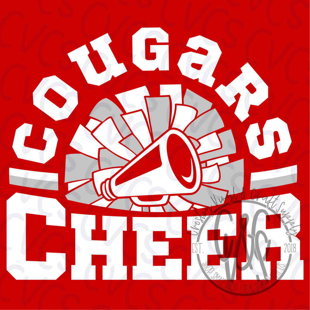 Cougars Cheer Pom and Megaphone