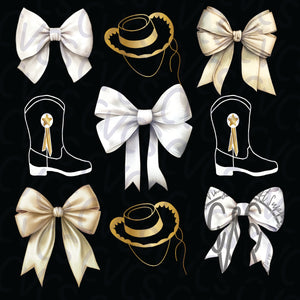 Dance Coquette Bows - White & Gold