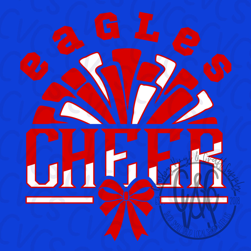 Eagles Pom Cheer Bow