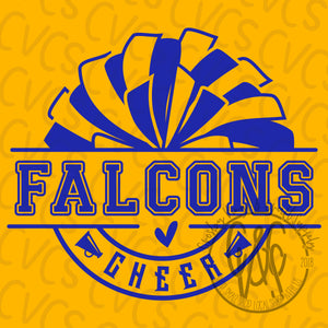 Falcons Blue Pom Cheer Circle Logo