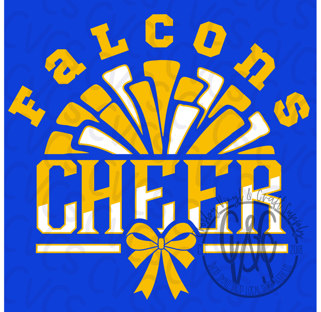 Falcons Gold Pom Cheer Bow