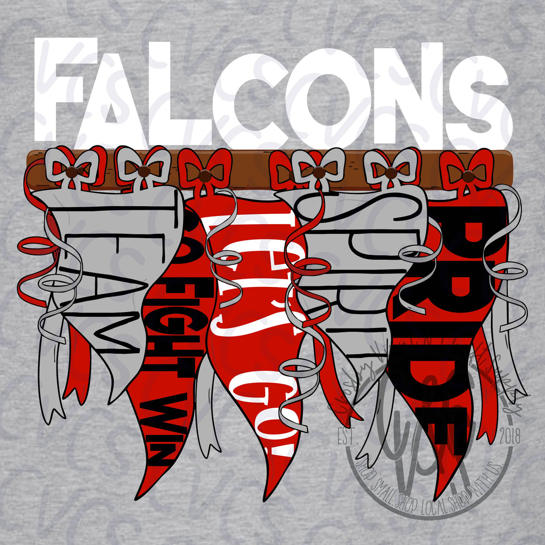 Falcons Red Hanging Banner Flags