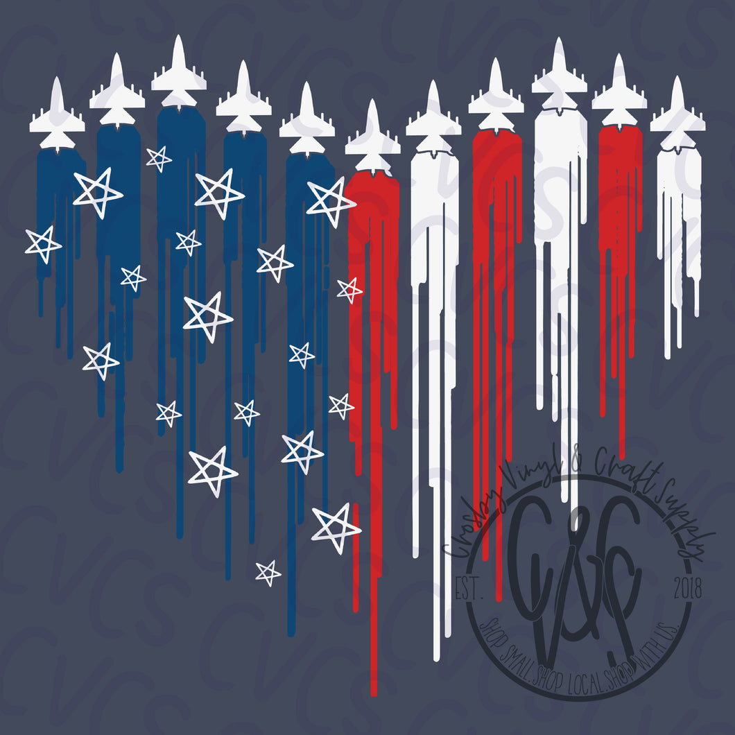 Fighter Jet Patriotic Heart