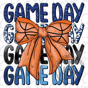 Game Day Blue Bow - Basketball