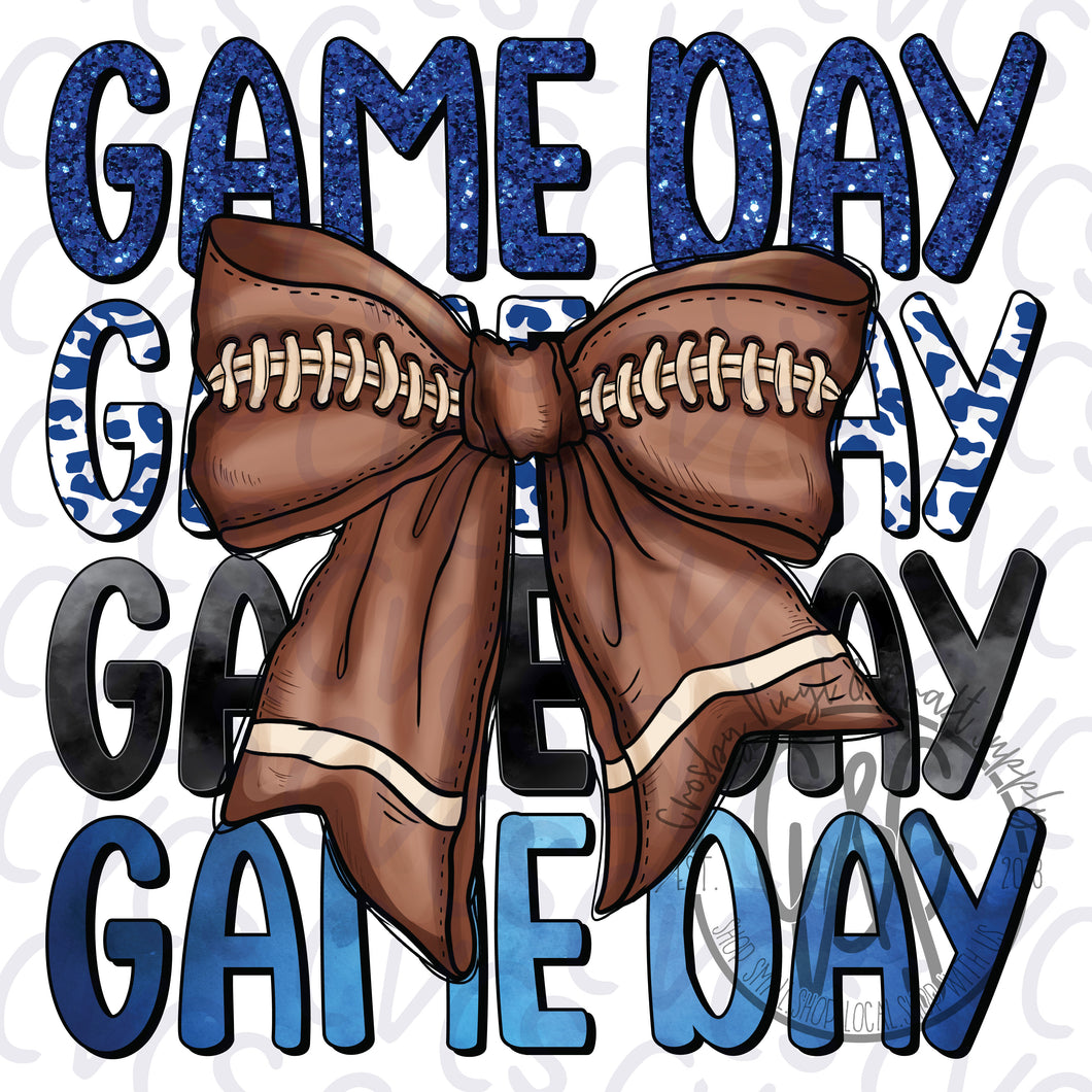 Game Day Blue Bow - Football