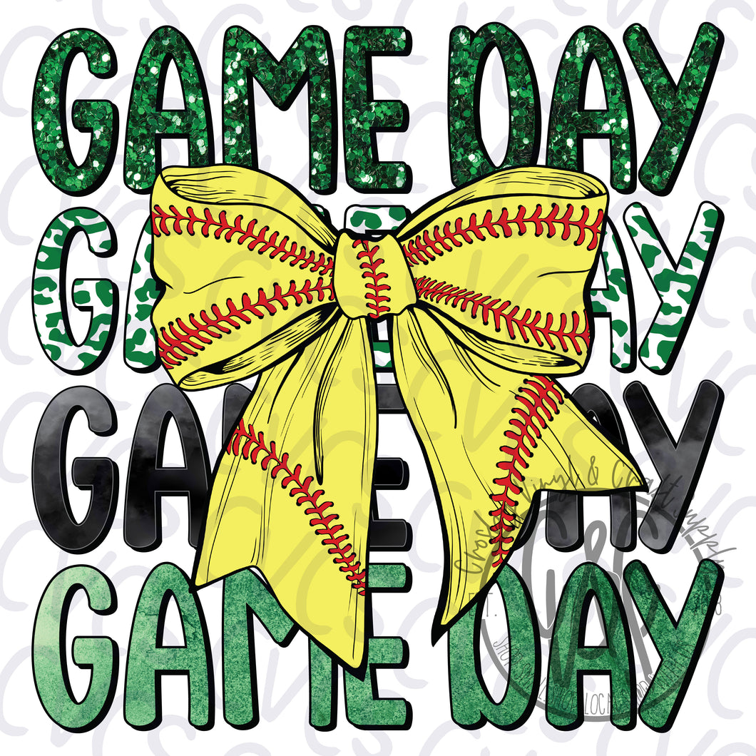 Game Day Green Bow - Softball