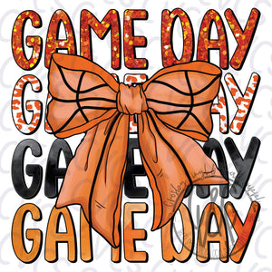 Game Day Orange Bow - Basketball