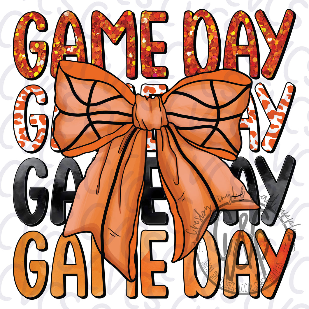 Game Day Orange Bow - Basketball