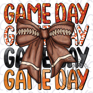 Game Day Orange Bow - Football