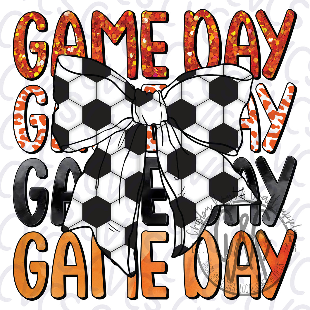 Game Day Orange Bow - Soccer