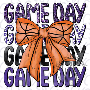 Game Day Purple Bow - Basketball