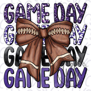 Game Day Purple Bow - Football