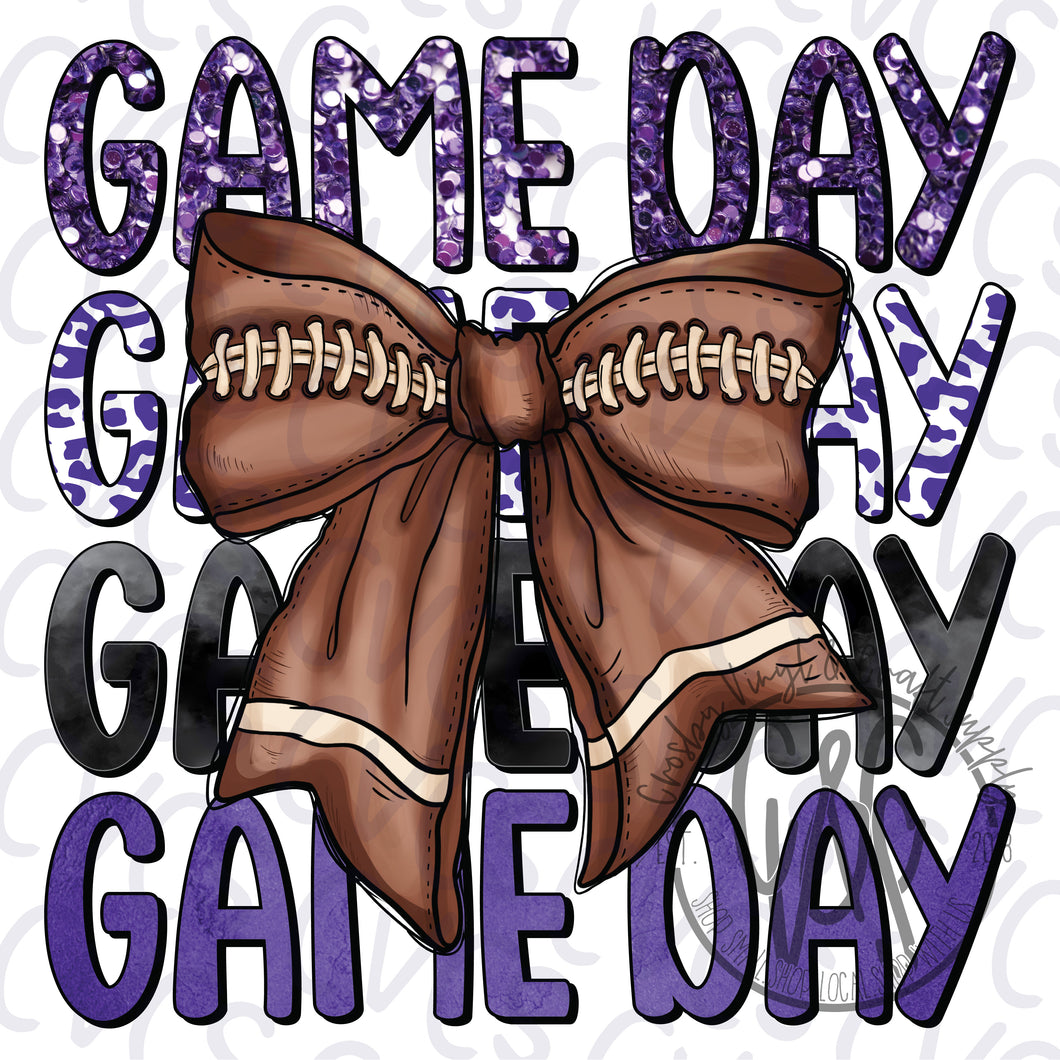 Game Day Purple Bow - Football