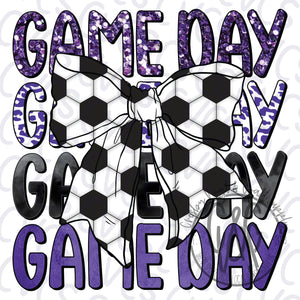 Game Day Purple Bow - Soccer