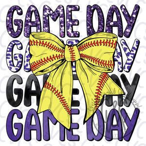 Game Day Purple Bow - Softball