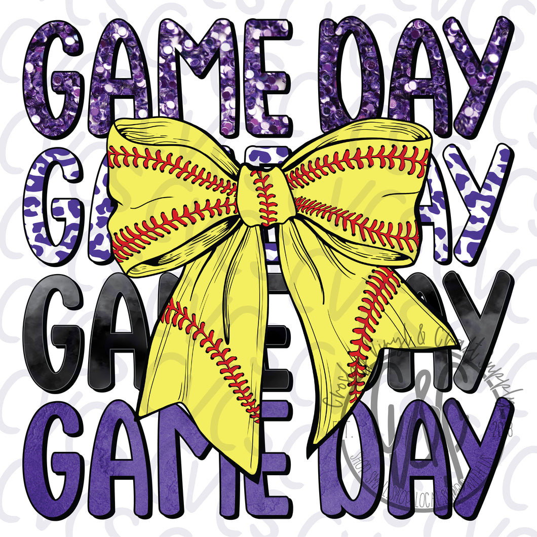 Game Day Purple Bow - Softball