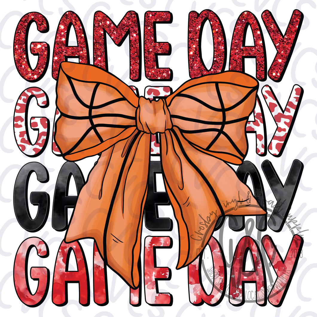 Game Day Red Bow - Basketball