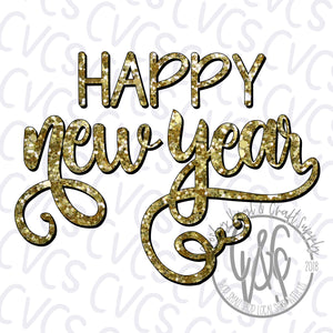 Happy New Year Gold Glitter