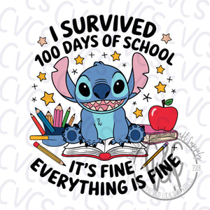 I Survived 100 Days Stitch Fine