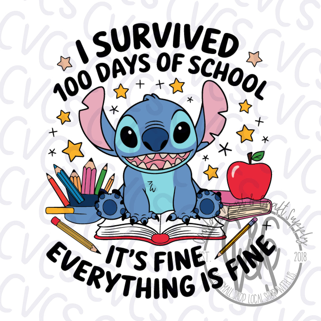 I Survived 100 Days Stitch Fine