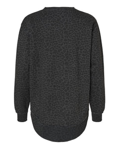 LAT 3525 Women's Fleece Sweatshirt - Black Leopard