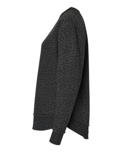 LAT 3525 Women's Fleece Sweatshirt - Black Leopard