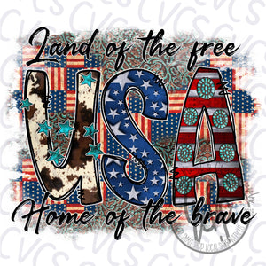 Land of the Free USA Cow Hide