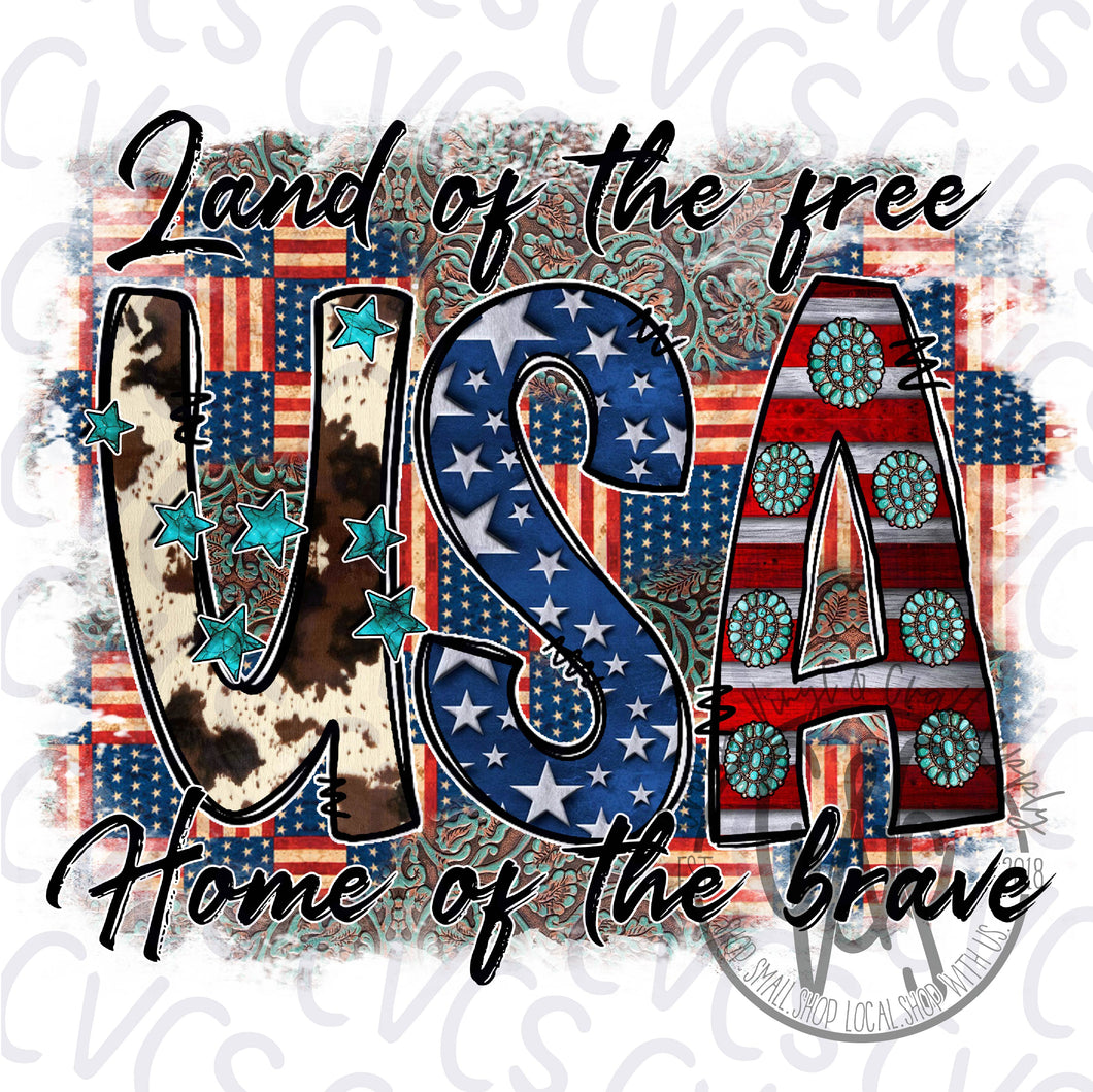 Land of the Free USA Cow Hide