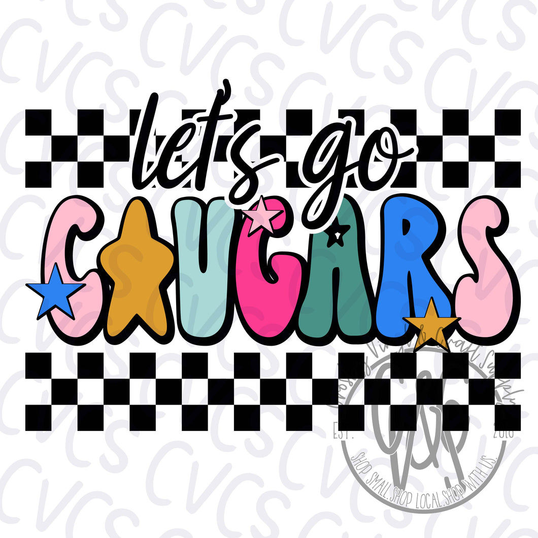 Let's Go Cougars Star Retro