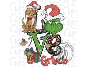 Love Grinch Stacked Distressed