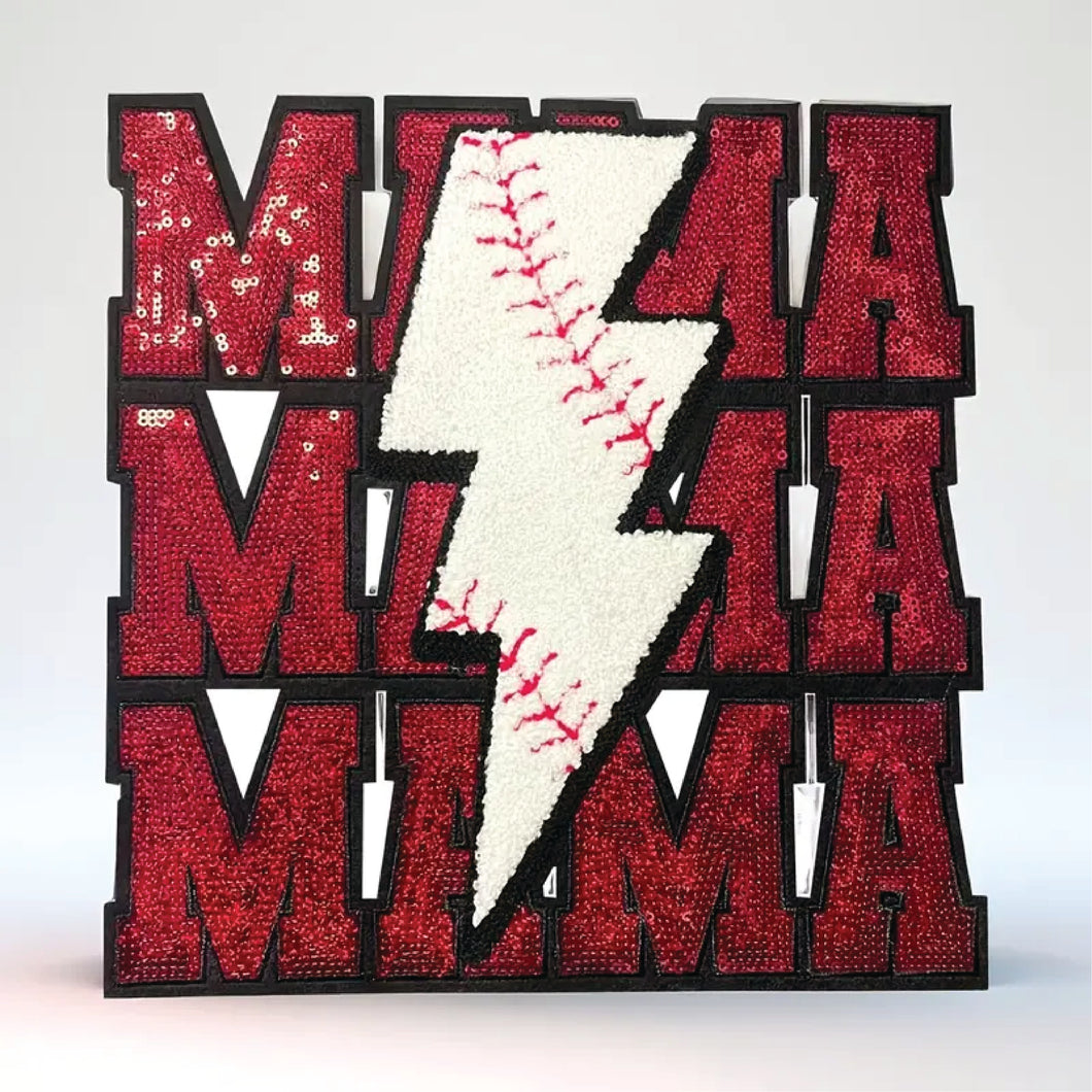 Mama Lightning Bolt Iron On Patch