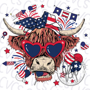 Patriotic Highland Cow