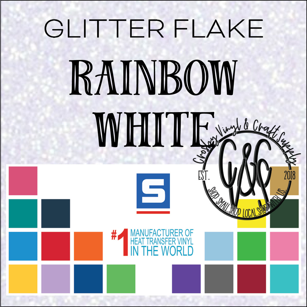 Glitter Flake-Rainbow White