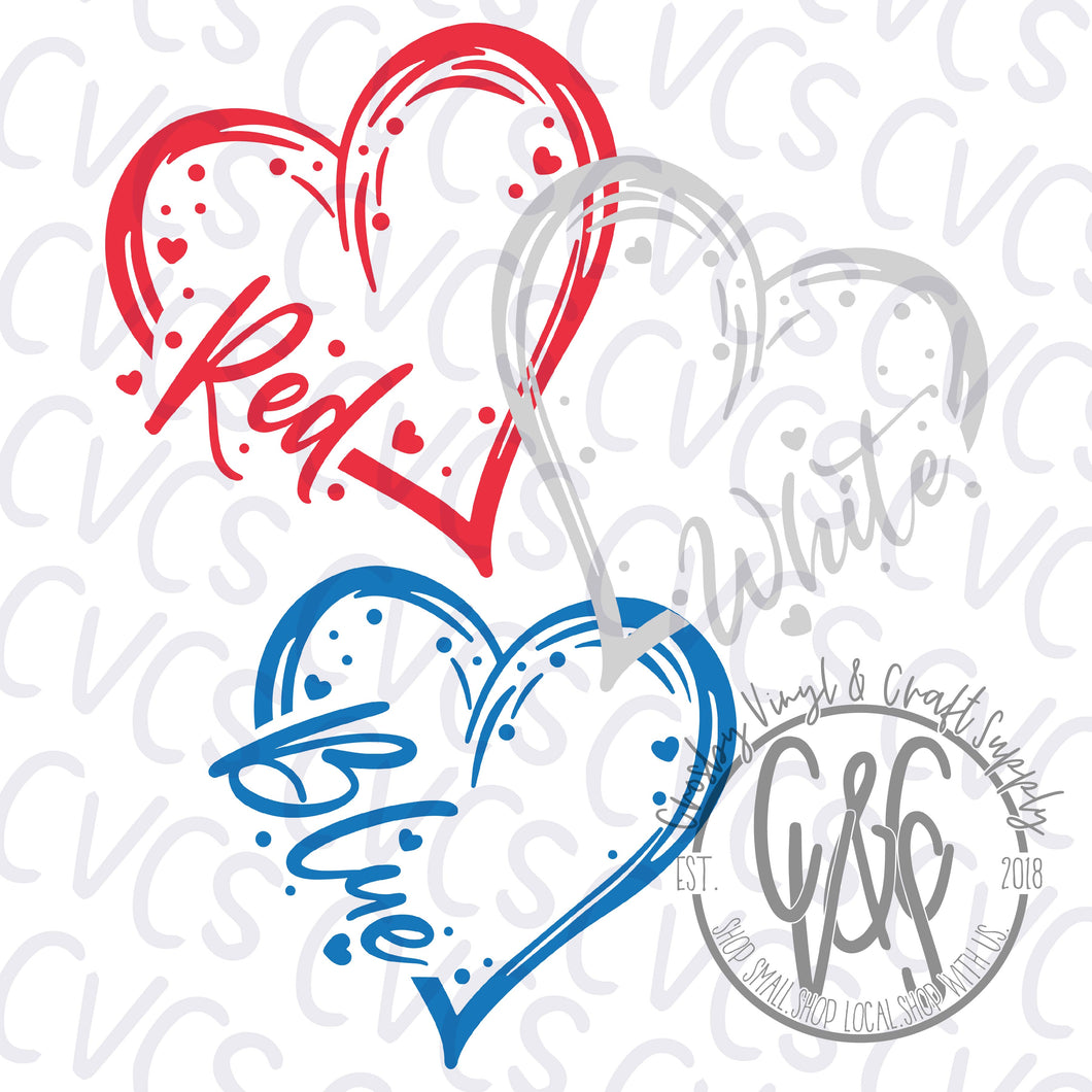 Red White Blue Hearts