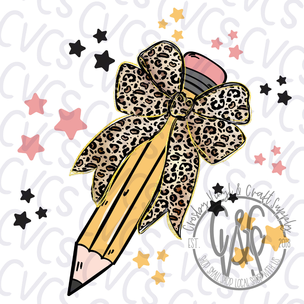 Teacher Leopard Bow Pencil