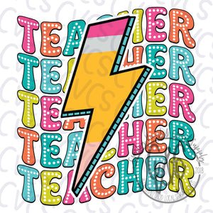 Teacher Pencil Lightning Bolt