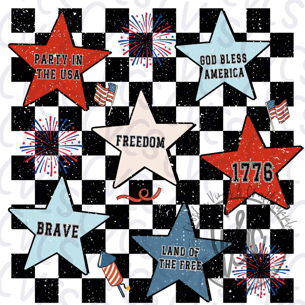 USA Star Quotes Checkered