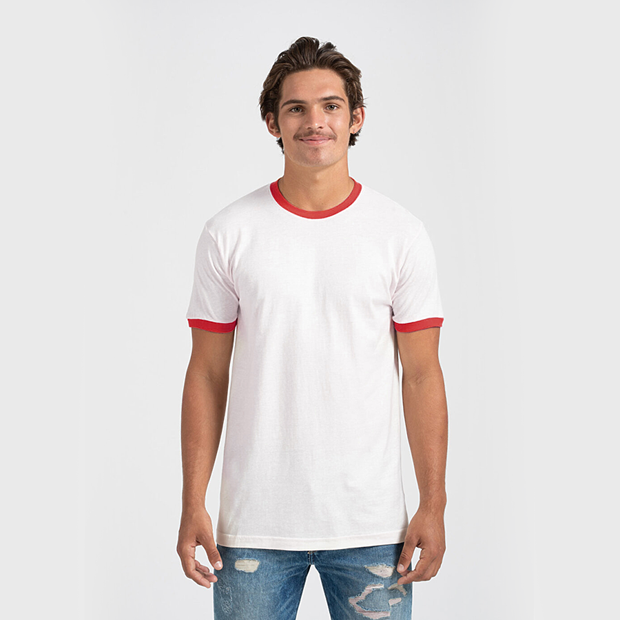 Tultex 246 Ringer Tee - White and Red